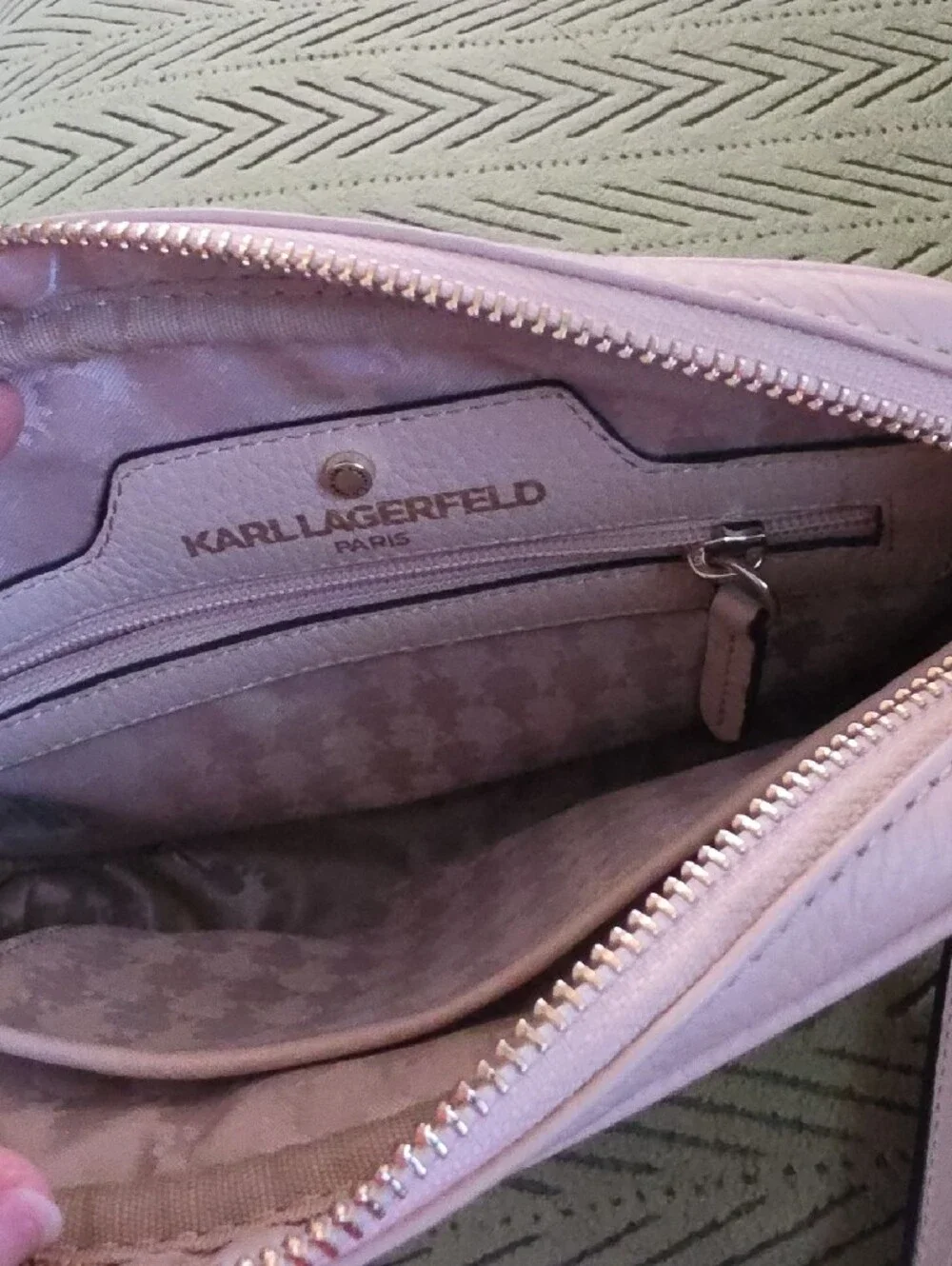 Karl Lagerfeld Paris  Dusty Pink Pebble Leather Crossbody Bag